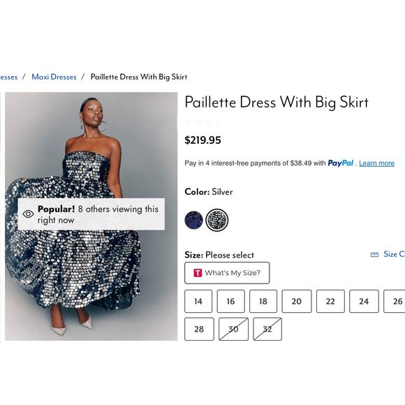 NWT ELOUII Silver Paillette Strapless Dress With Full Skirt $219 Size 18 - Picture 8 of 11